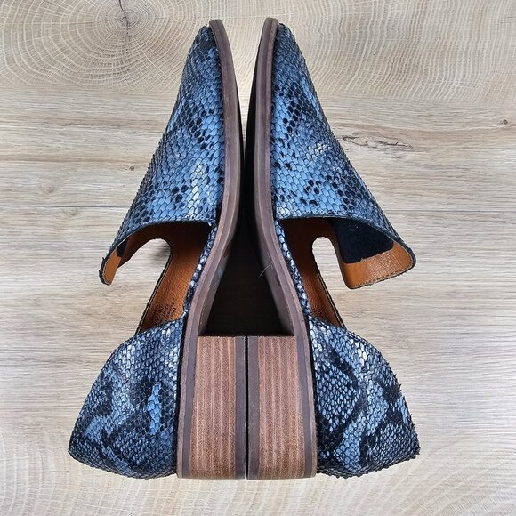 Lucky Brand Womens Garny Loafer Shoes Leather Bluestone Snakeskin Pattern 9M - Picture 8 of 9